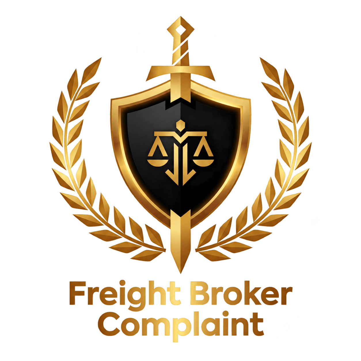 Gold scales of justice, shield and laurel: Freight Broker Complaint